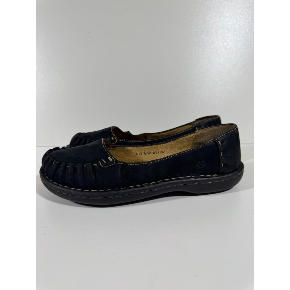 Born Leather Flats Black 8 EU 39 Comfort Casual Boho Moccasin Chunky Minimalist